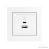 Fehér USB töltő aljzat (USB-A + USB-C) - komplett - mec21 (21381+90674_TBR+90910_TBR)