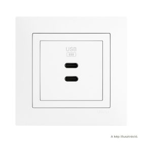   Fehér USB töltő aljzat (2x USB-C) - komplett - mec21 (21382+90675_TBR+90910_TBR)
