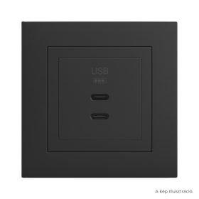   Fekete USB töltő aljzat (2x USB-C) - komplett - mec21 (21382+90675_TPM+90910_TPM)