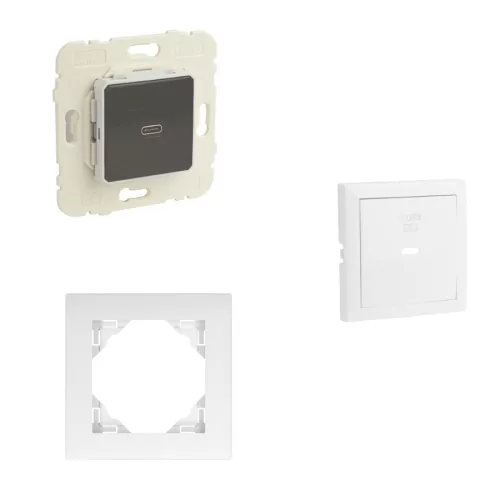 Fehér USB-C gyorstöltő aljzat - komplett - mec21 (21398+90676_TBR+90910_TBR)