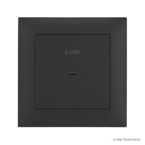 Fekete USB-C gyorstöltő aljzat - komplett - mec21 (21398+90676_TPM+90910_TPM)