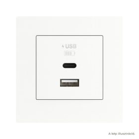   Fehér dupla USB töltő (USB-A + USB-C) - komplett - q45 (45381_SBR+45910_TBR+45993)