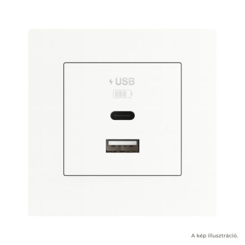 Fehér dupla USB töltő (USB-A + USB-C) - komplett - q45 (45381_SBR+45910_TBR+45993)
