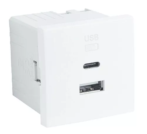 Fehér dupla USB töltő (USB-A + USB-C) - komplett - q45 (45381_SBR+45910_TBR+45993)