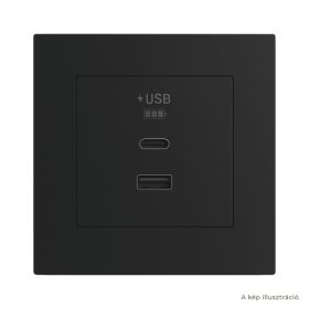   Fekete dupla USB töltő (USB-A + USB-C) - komplett - q45 (45381_SPM+45910_TPM+45993)