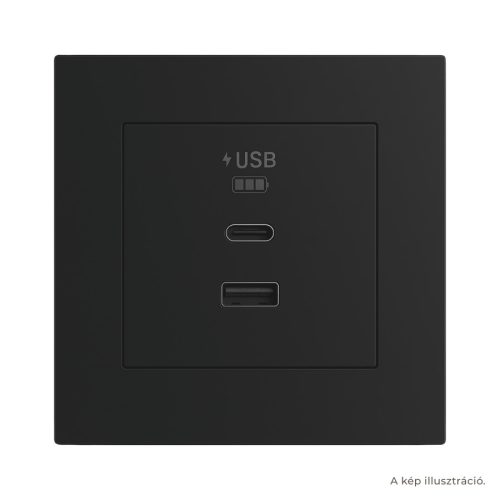 Fekete dupla USB töltő (USB-A + USB-C) - komplett - q45 (45381_SPM+45910_TPM+45993)