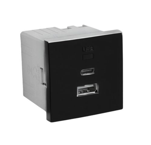 Fekete dupla USB töltő (USB-A + USB-C) - komplett - q45 (45381_SPM+45910_TPM+45993)
