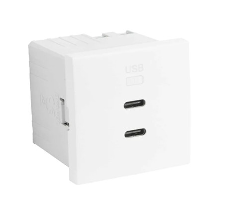 45382_SBR dupla USB töltő (2x USB-C), fehér