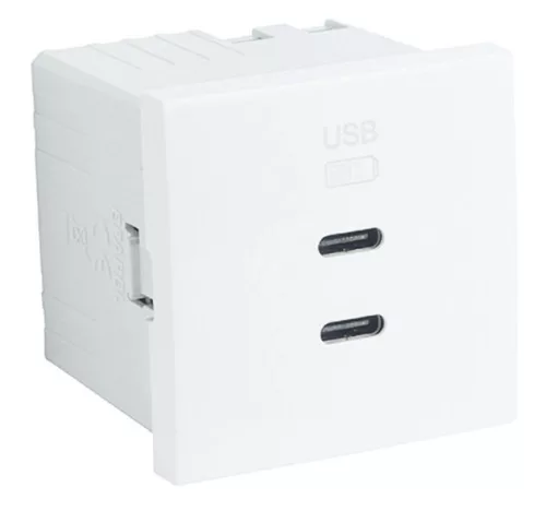 Fehér dupla USB töltő (2x USB-C) - komplett - q45 (45382_SBR+45910_TBR+45993)