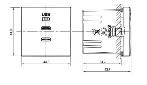 Fehér dupla USB töltő (2x USB-C) - komplett - q45 (45382_SBR+45910_TBR+45993)