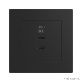   Fekete dupla USB töltő (2x USB-C) - komplett - q45 (45382_SPM+45910_TPM+45993)