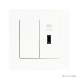   Fehér USB-C töltő, 1 modul + 1 vakfedél - komplett - q45 (45387_SBR+45973_SBR+45910_TBR+45993)
