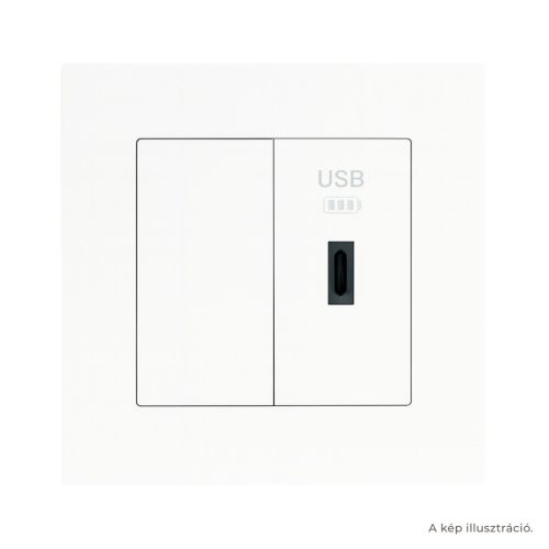 Fehér USB-C töltő, 1 modul + 1 vakfedél - komplett - q45 (45387_SBR+45973_SBR+45910_TBR+45993)