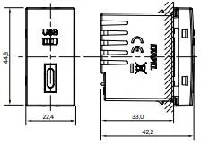 Fehér USB-C töltő, 1 modul + 1 vakfedél - komplett - q45 (45387_SBR+45973_SBR+45910_TBR+45993)
