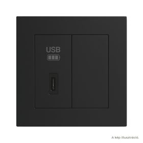   Fekete USB-C töltő, 1 modul + 1 vakfedél - komplett - q45 (45387_SPM+45973_SPM+45910_TPM+45993)