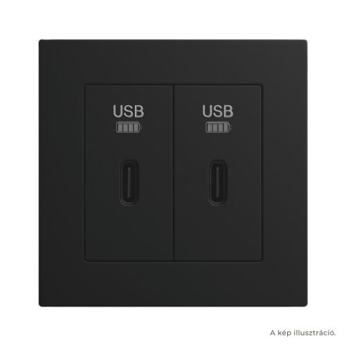 Fekete USB-C töltő, 1 modul x2 - komplett - q45 (2x45387_SPM+45910_TPM+45993)