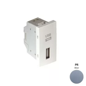 45437_SPR USB-A adatkommunikációs aljzat, ezüst - 1 modul