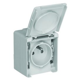   48112_CCZ IP65 Dugaszoló aljzat, gyerekzáras, francia típus szürke