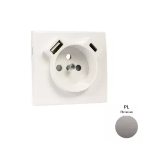   50650_TPL Fedlap Francia dugalj + USB-A + USB-C aljzathoz, platina