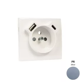   50650_TPR Fedlap Francia dugalj + USB-A + USB-C aljzathoz, ezüst