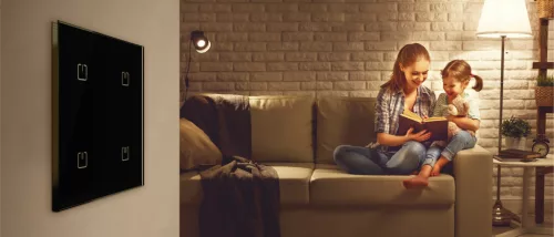 RFGB-40B/MT - Érintőgombos üveg vezérlő – 4 gombos, fekete, szögletes MATTER