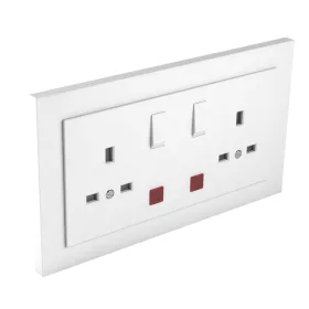   90343_CBR Komplett dupla csatlakozóaljzat visszajelzővel (brit típusú) fehér