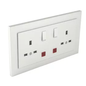   90343_CGE Komplett dupla csatlakozóaljzat visszajelzővel (brit típusú) jég