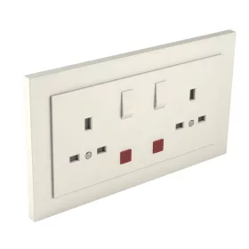   90343_CMF Komplett dupla csatlakozóaljzat visszajelzővel (brit típusú) elefántcsont