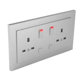   90344_CAL Komplett dupla csatlakozóaljzat (brit típusú) alumínium