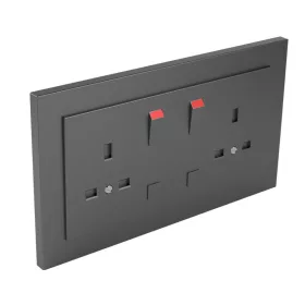   90344_CIS Komplett dupla csatlakozóaljzat (brit típusú) szürke