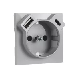   90630 TAL - Fedlap Schuko + USB-A + USB-C aljzathoz, alumínium