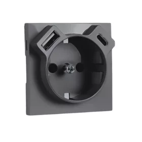 90630 TIS - Fedlap Schuko + USB-A + USB-C aljzathoz, szürke