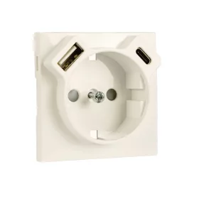   90630 TMF - Fedlap Schuko + USB-A + USB-C aljzathoz, elefántcsont