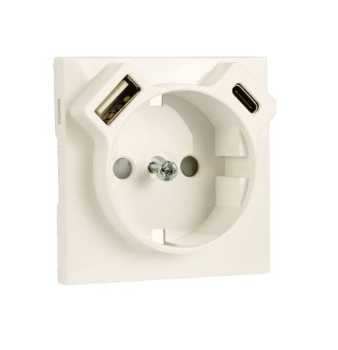 90630 TMF - Fedlap Schuko + USB-A + USB-C aljzathoz, elefántcsont