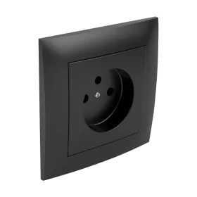   90904_TPM Fedlap kerettel francia csatlakozóaljzathoz  fekete