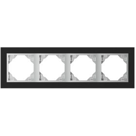 90940_TEA Crystal Négyes keret, fekete kristály/alumínium