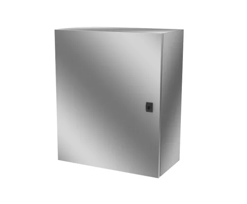 Rozsdamentes fém elosztószekrény, AISI 430, IP65, 600x500x260